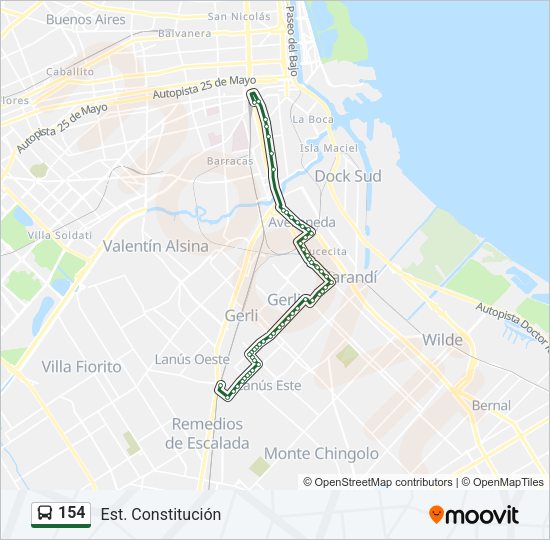 Mapa de 154 de Colectivo