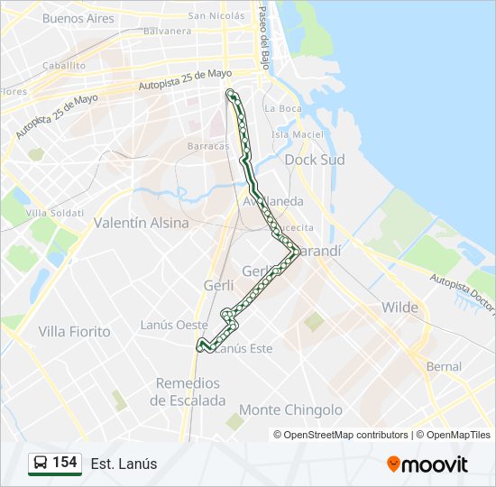 Mapa de 154 de Colectivo
