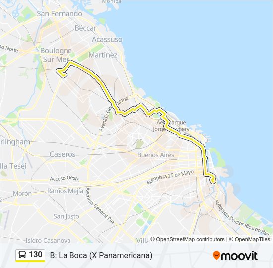130 Colectivo Line Map