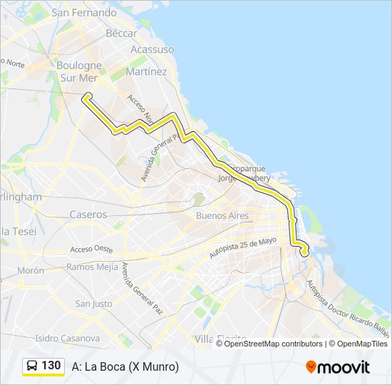 130 Colectivo Line Map