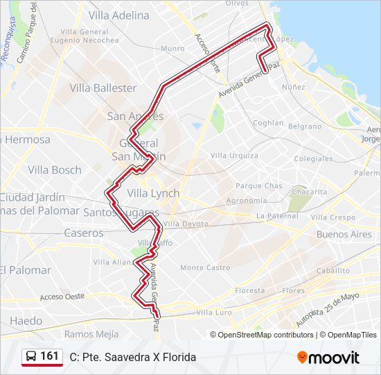 Mapa de 161 de Colectivo