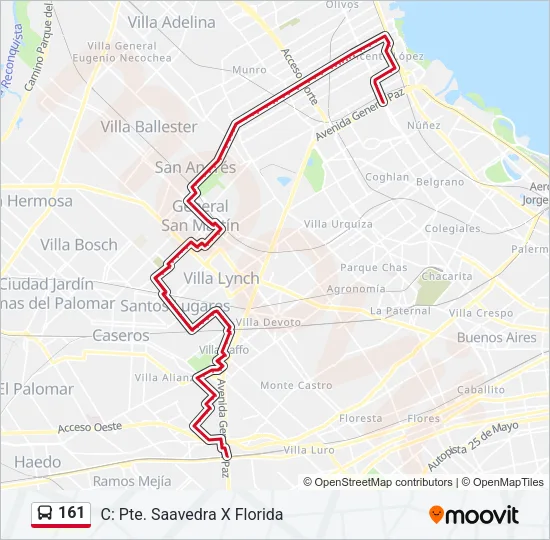 161 Colectivo Line Map