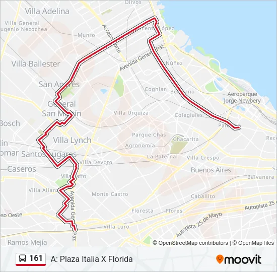 161 Colectivo Line Map