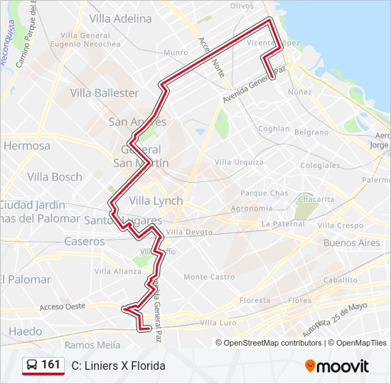 161 Colectivo Line Map