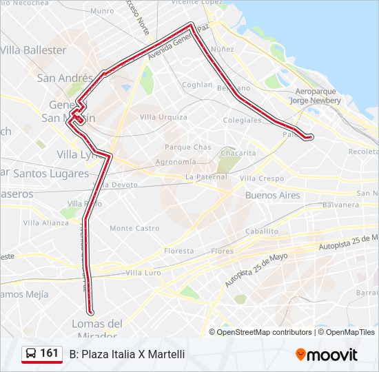 161 Colectivo Line Map