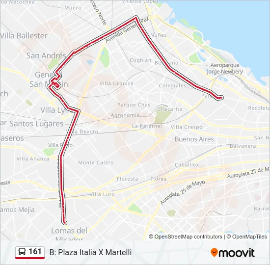 161 Colectivo Line Map
