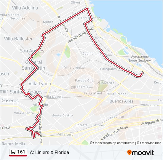 161 Colectivo Line Map
