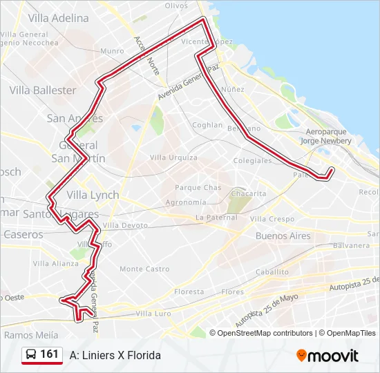 161 Colectivo Line Map