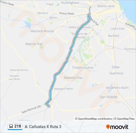 218 colectivo Line Map