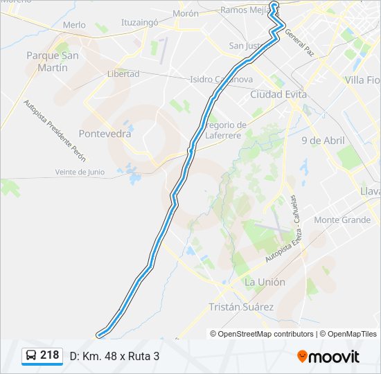 Mapa de 218 de Colectivo