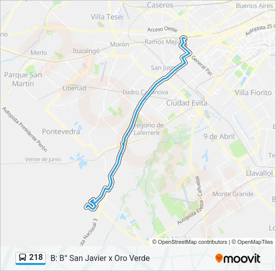 218 Colectivo Line Map