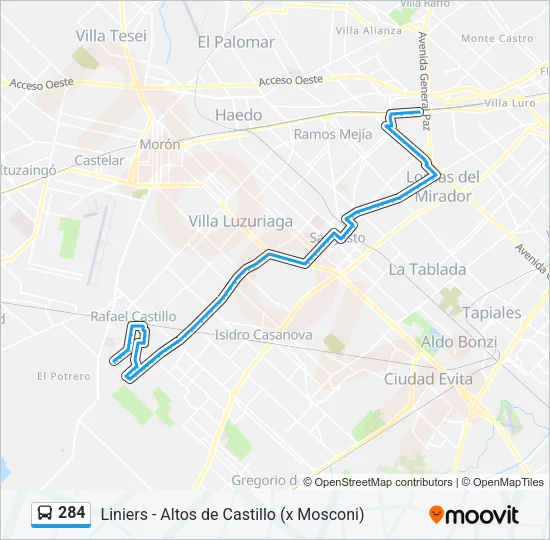 284 Colectivo Line Map