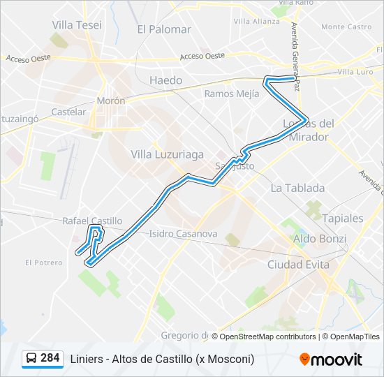 284 Colectivo Line Map