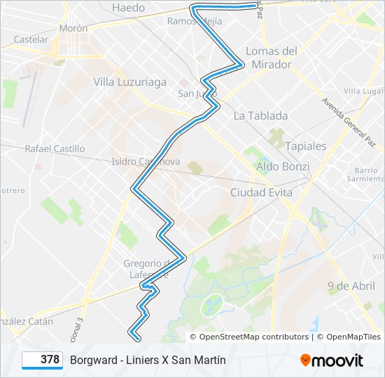 Ruta 378: horarios, paradas y mapas - Borgward - Liniers X San