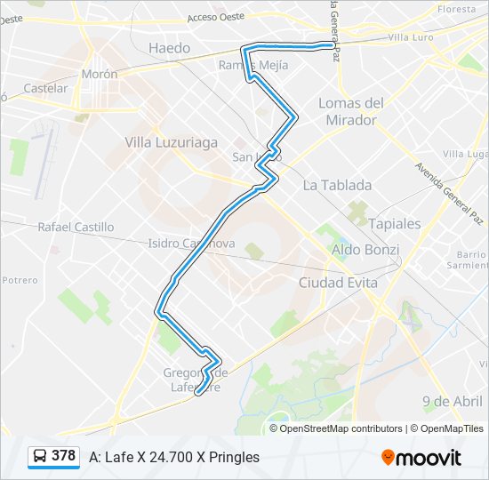 Ruta 378: horarios, paradas y mapas - A: Lafe X 24.700 X Pringles