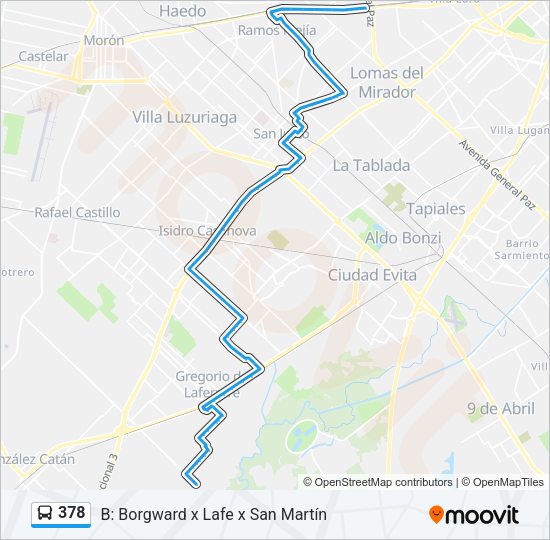 Mapa de 378 de Colectivo