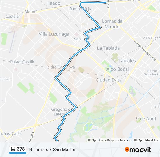 Mapa de 378 de Colectivo