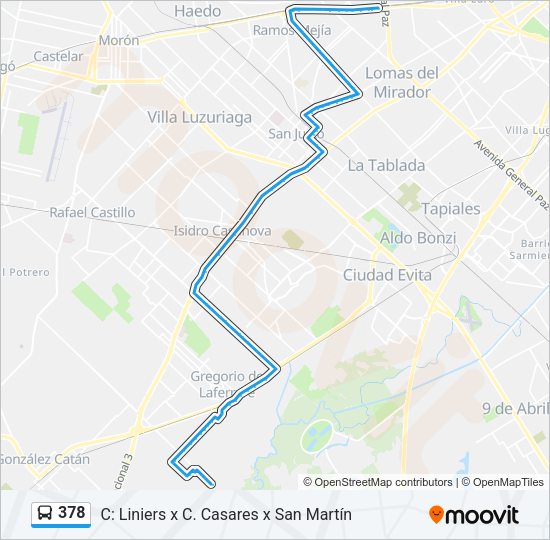 Mapa de 378 de Colectivo