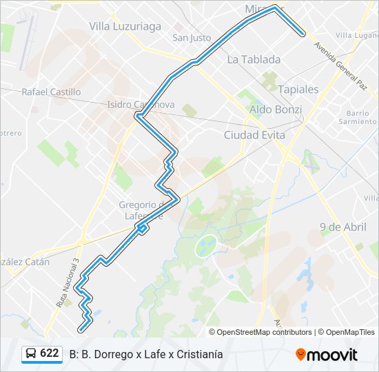 Mapa de 622 de Colectivo