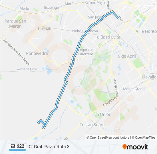 Mapa de 622 de Colectivo