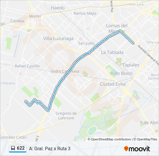622 Colectivo Line Map