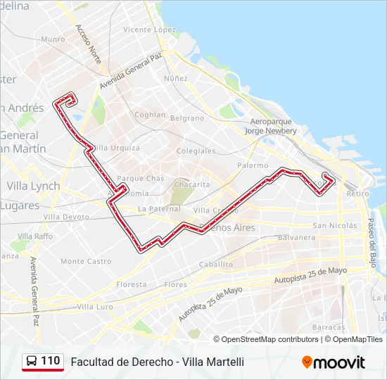 110 Colectivo Line Map