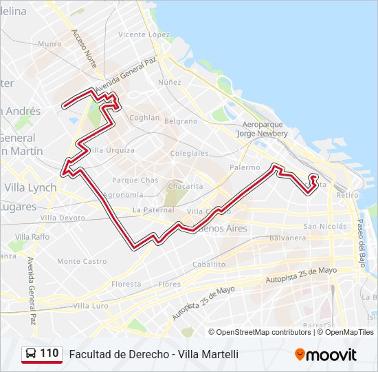 Mapa de 110 de Colectivo