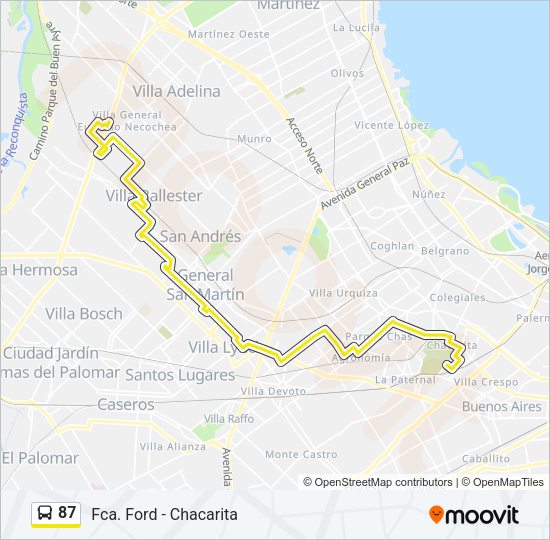 87 Colectivo Line Map