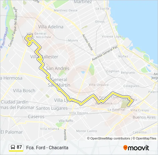 87 Colectivo Line Map
