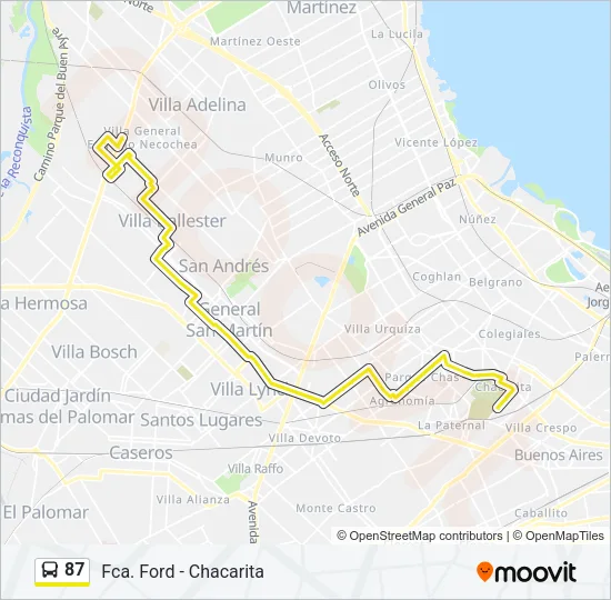 87 Colectivo Line Map