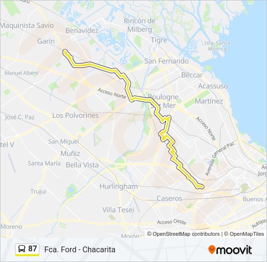 87 Colectivo Line Map