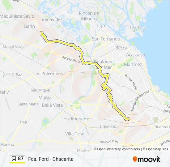 87 Colectivo Line Map