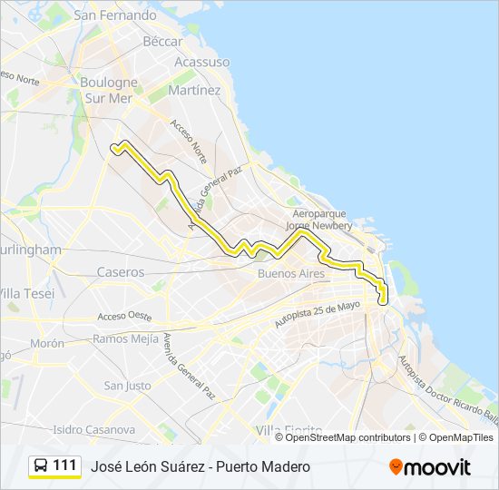 Ruta 111 horarios paradas y mapas B Puerto Madero X Av. De