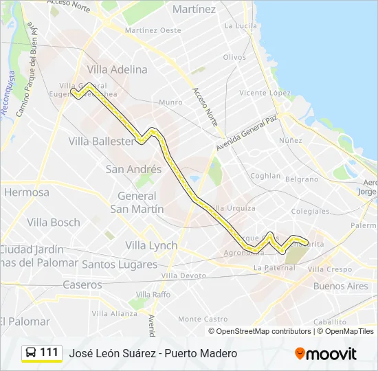 111 Colectivo Line Map