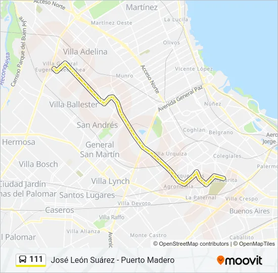 111 Colectivo Line Map