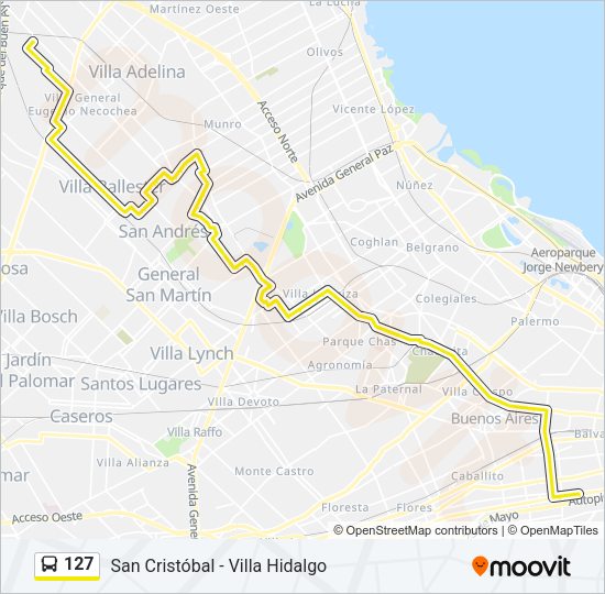 Mapa de 127 de Colectivo