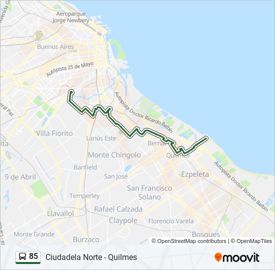 Ruta 85: Horarios, Paradas Y Mapas - A - Quilmes - Puente Alsina (X Pte ...