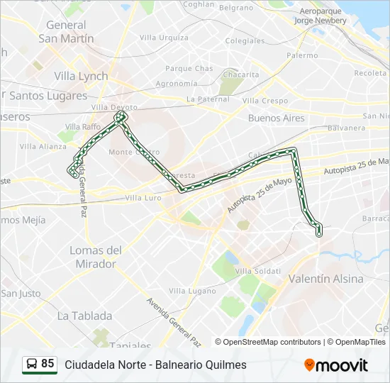 85 Colectivo Line Map