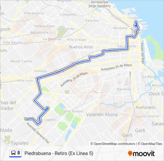8 Colectivo Line Map