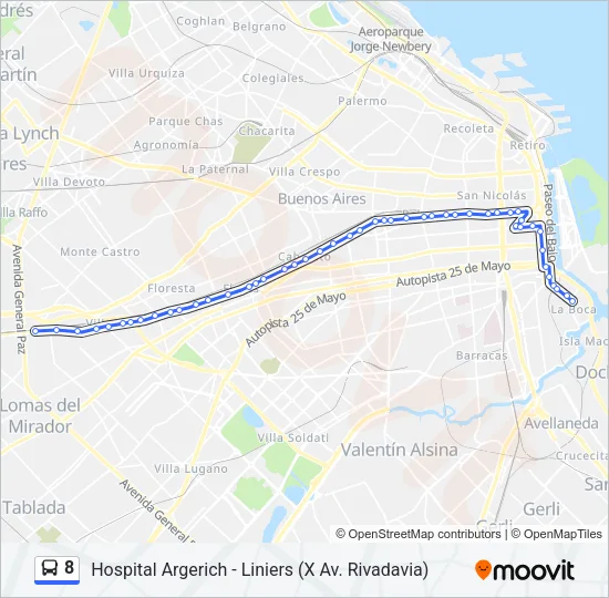 8 Colectivo Line Map