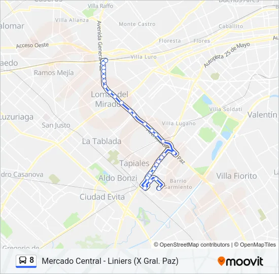 8 Colectivo Line Map