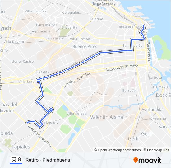 8 Colectivo Line Map