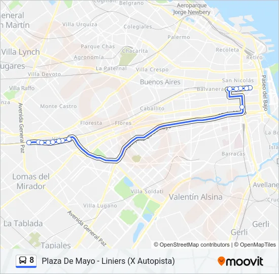 8 Colectivo Line Map