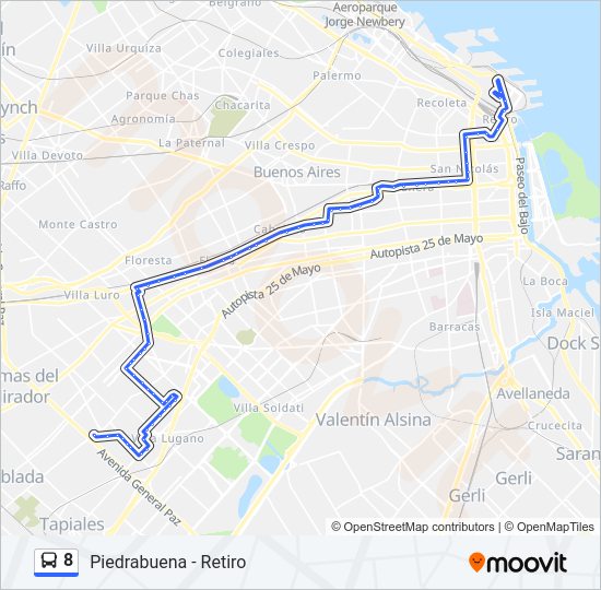 8 Colectivo Line Map