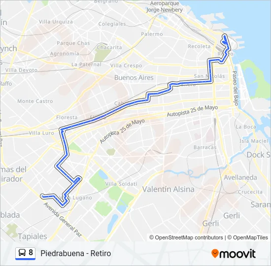 8 Colectivo Line Map