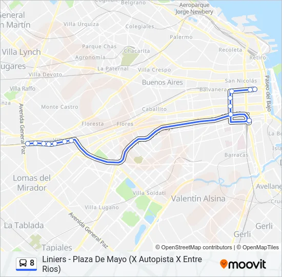 8 Colectivo Line Map