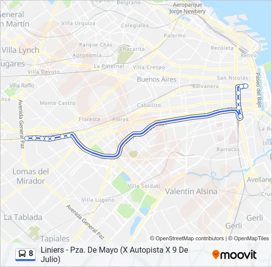 8 Colectivo Line Map