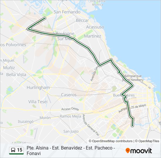 Ruta 15 horarios paradas y mapas Pte. Alsina Est. Pacheco