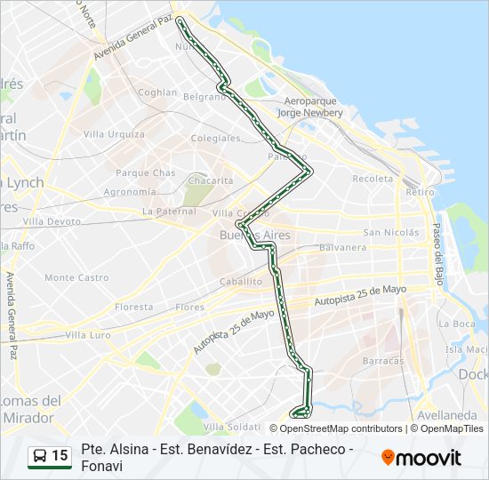 15 Colectivo Line Map