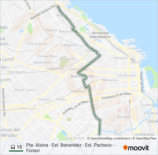 15 Colectivo Line Map